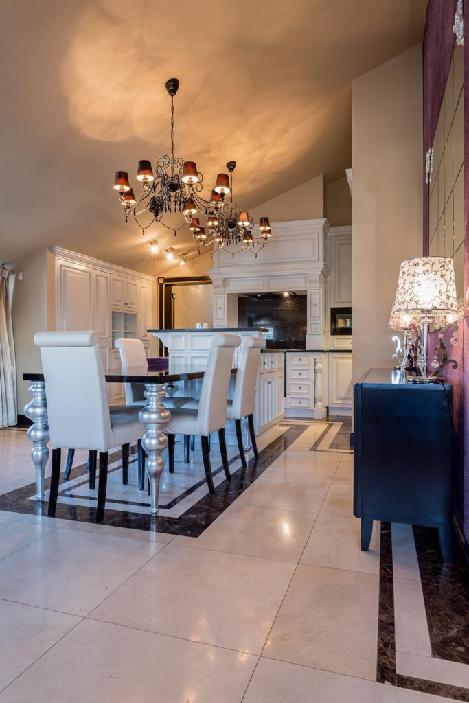 Luxury kitchen and dining room home remodeling project showcasing custom design work across our service areas.